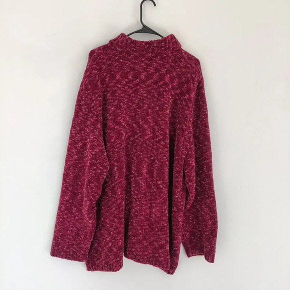 Liz & Me Full Zip Cardigan Sweater Jacket Red Sz 2X High Neck Cozy Comfortable - Picture 2 of 5